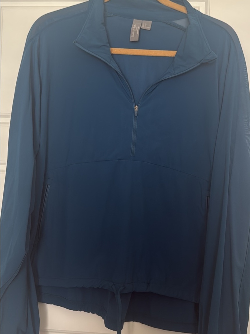 Sweaty Betty Women's Zip-Up Pullover in Teal/dark blue